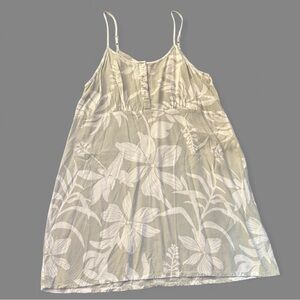 Kiwi + Punch Rayon Tropical Floral Mini Dress L Sage Adjustable Resort Festival